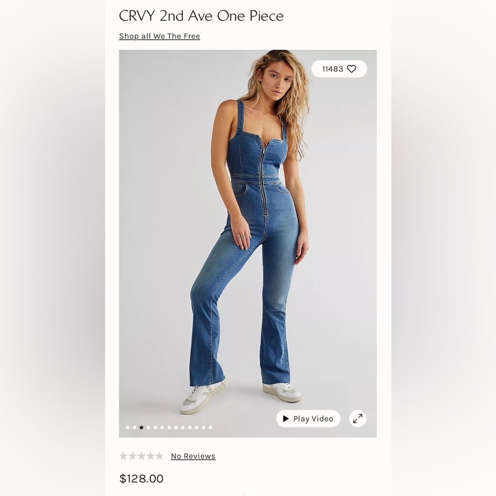 Free People Blue Denim Jumpsuit